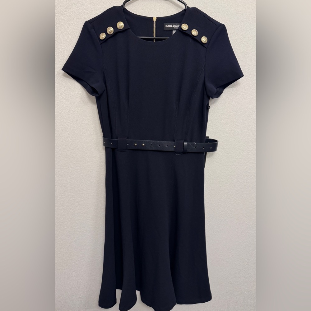 Karl Lagerfeld Navy Dress with Belt